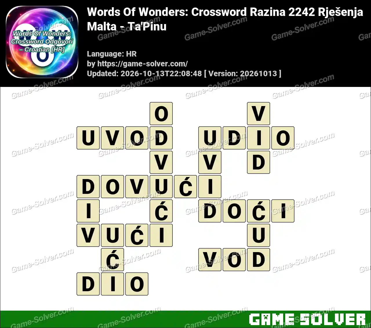 Words Of Wonders: Crossword Razina 2242 Rješenja – Malta – Ta’Pinu